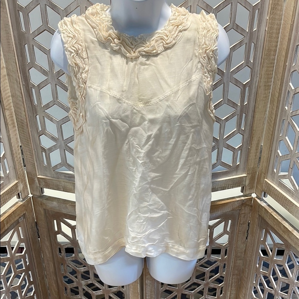 French Connection Charlie Cotton Sleeveless Top in Classic Cream ✨ - Picture 3 of 11